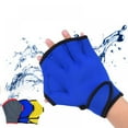 thumbnail image 5 of 1 Pair Unisex Aquatic Swim Training Gloves,Waterproof Swimming Gloves Hand Paddles Fingerless Flippers Gloves Diving Surfing,Blue,L, 5 of 7