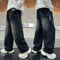 thumbnail image 2 of NAFUU Boys Wide Leg Jeans Casual Denim Pants Elastic Waist Straight Leg Jeans Loose Fit Denim Pants Vintage Denim Trousers Streetwear Versatile Pants 4-5 Years, 2 of 8