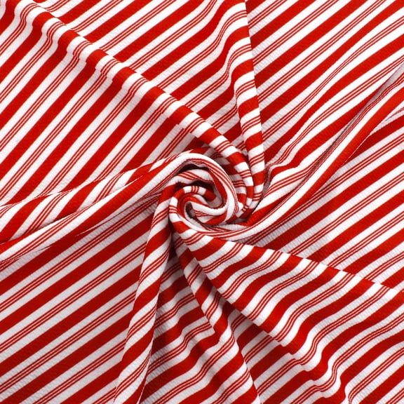 Red Candy Stripes Liverpool Bullet Fabric Textured Knit Jersey 4 Way Stretch - 1 yard