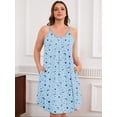 thumbnail image 4 of SHOWMALL Sleeveless Nightgowns for Plus Women Sleepwear Wide Strap Sleep Shirt Pleated Scoopneck Lounge Dress with PocketsBlue Starry Moon 3X, 4 of 7
