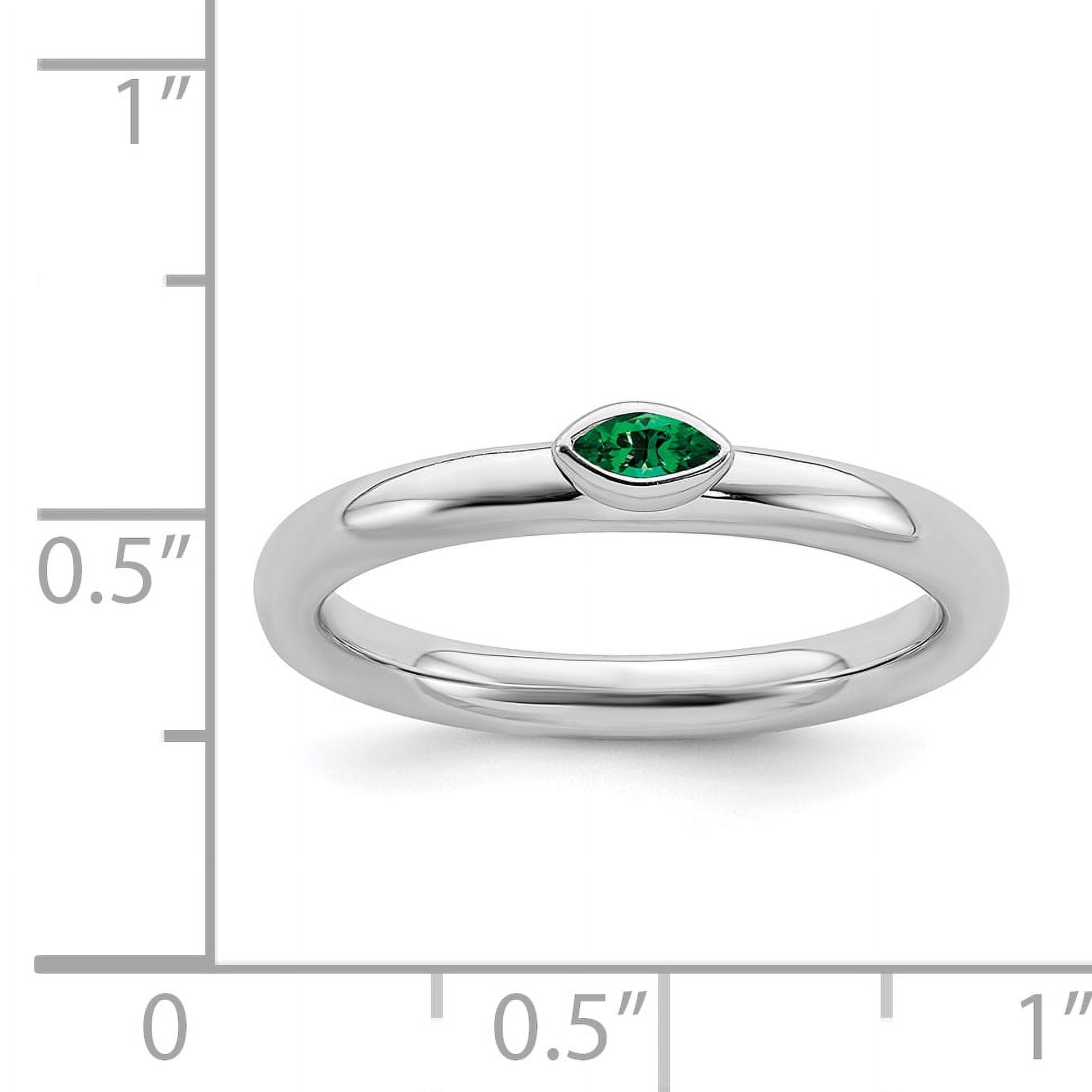 Sterling Silver Stackable Expressions Created Emerald Cushion Ring Sterling Silver Stackable Expressions Created Emerald Cushion Ring