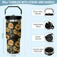 thumbnail image 2 of 30oz Insulated Sunflower Tumbler with Handle, Featuring a Leak-proof Lid and Straw,a Vacuum-insulated Travel Coffee Mug, Portable Stainless Steel Water Bottle, Suitable for Both Women and Men, 2 of 6