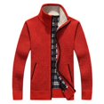 thumbnail image 2 of Men's Winter Coat Full Zip Thick Sherpa Fleece Lined Stand Collar Long Sleeve Knitted Cardigan Sweaters with Pockets, 2 of 4