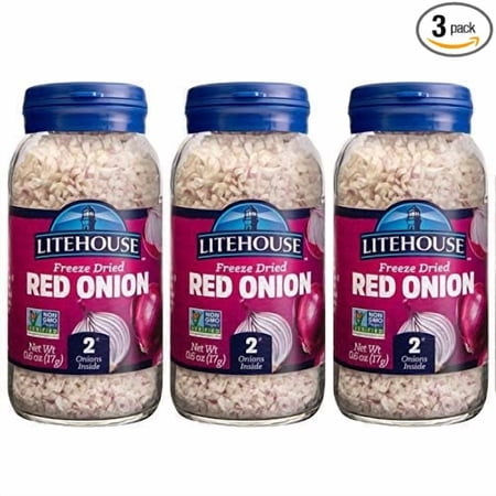 Litehouse Freeze Dried Red Onion – Substitute for Fresh Red Onion Jar Equal to 2 Red Onion Fresh Organic Red Onion Seasoning Non-GMO Gluten-Free – 0.60 Ounce 3-Pack