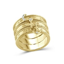 JewelersClub Stackable Diamond Rings for Women – Accent White Diamond Ring Jewelry– 14K Gold Plated Silver Stackable Bands for Women –– Stackable Ring Set by JewelersClub