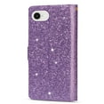 thumbnail image 4 of Wallet Case For iPhone 16e ,Glitter Sparkly Bling Flip Leather Zipper Pocket Magnetic Wallet Case with 9 Card Slot Kickstand Strap Phone Case For iPhone 16e, 4 of 16