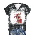 thumbnail image 4 of Camisetas de manga corta con cuello en V de alce de Navidad sueltas casuales para mujer Tops de mujer para hombre Pompotops hkajfhjk473271, 4 of 6