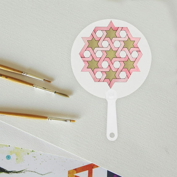 OUNONA  4 Pcs Small Hand Held Fan Decorative Fans Portable Handheld White