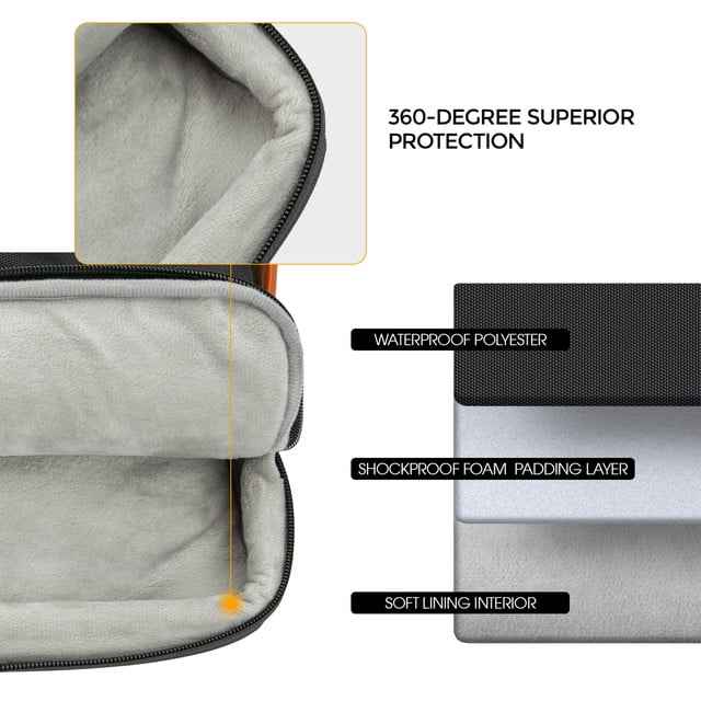 LLAYOO Laptop Sleeve Case for 15 Inch MacBook Pro A1707/A1990 14 Inch Chromebook Notebook Tablet, Protective Padded Polyester Computer Carrying Bag Cover with PU Handle Pocket for Men Women, Black