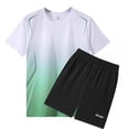thumbnail image 3 of PIWHJQK Men Short Sleeve Shorts Athletic Tees Set Men's Colorblock Gradient Short Sleeve Shorts Casual Workout Set Men Outfit Sets, 3 of 6