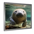 thumbnail image 2 of Designart "Manatee's Curious Gaze II" Animals Framed Wall Art Decor - Modern Blue Manatee Entryway Framed Wall Art Print, 2 of 6