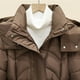 thumbnail image 4 of Parkas de manga larga para mujer, informales, de invierno, de longitud media, ajustadas, con botones de cuerno, chaqueta de manga larga y cintura alta, parte superior de poliéster para mujer, 4 of 9