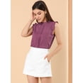 thumbnail image 2 of Blusas Elegante Sin Mangas Vintage De La Década De 1950 Con Volantes Para Oficina De Negocios Para Mujer Morado oscuro XS Allegra K, 2 of 6