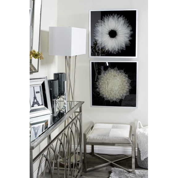 DecMode White Leaf Mandala Natural Wall Decor Shadow Box, 23.5" x 23.5"