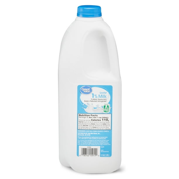 Great Value 1 LowFat Milk, 64 Fl Oz