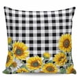 thumbnail image 2 of Sunflower Throw Pillow Covers, Soft Pillowcases with Invisible Zipper, Black White Check Country Yellow Floral Decorative Square Pillow Cushion Covers for Living Room Couch Sofa Bed 16x16 Inches, 2 of 8