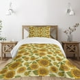 thumbnail image 3 of Ambesonne Vintage Quilted Bedspread Set 2 Pcs, Funky Style Sunflower, Twin Size, Green Yellow, 3 of 6