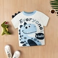 thumbnail image 2 of Toddler Kids Baby Boys Summer Cartoon Cute And Funny Dinosaur Short Sleeve Crewneck T Shirts Tops Tee Yellow And White Optional, 2 of 8