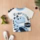 thumbnail image 2 of Gibobby Playera&nbsp;Moda Niños pequeños bebés niños verano dibujos animados lindo y divertido dinosaurio manga corta cuello redondo camisetas Tops camiseta amarilla y opcional(Blanco, 2-3 Años), 2 of 5