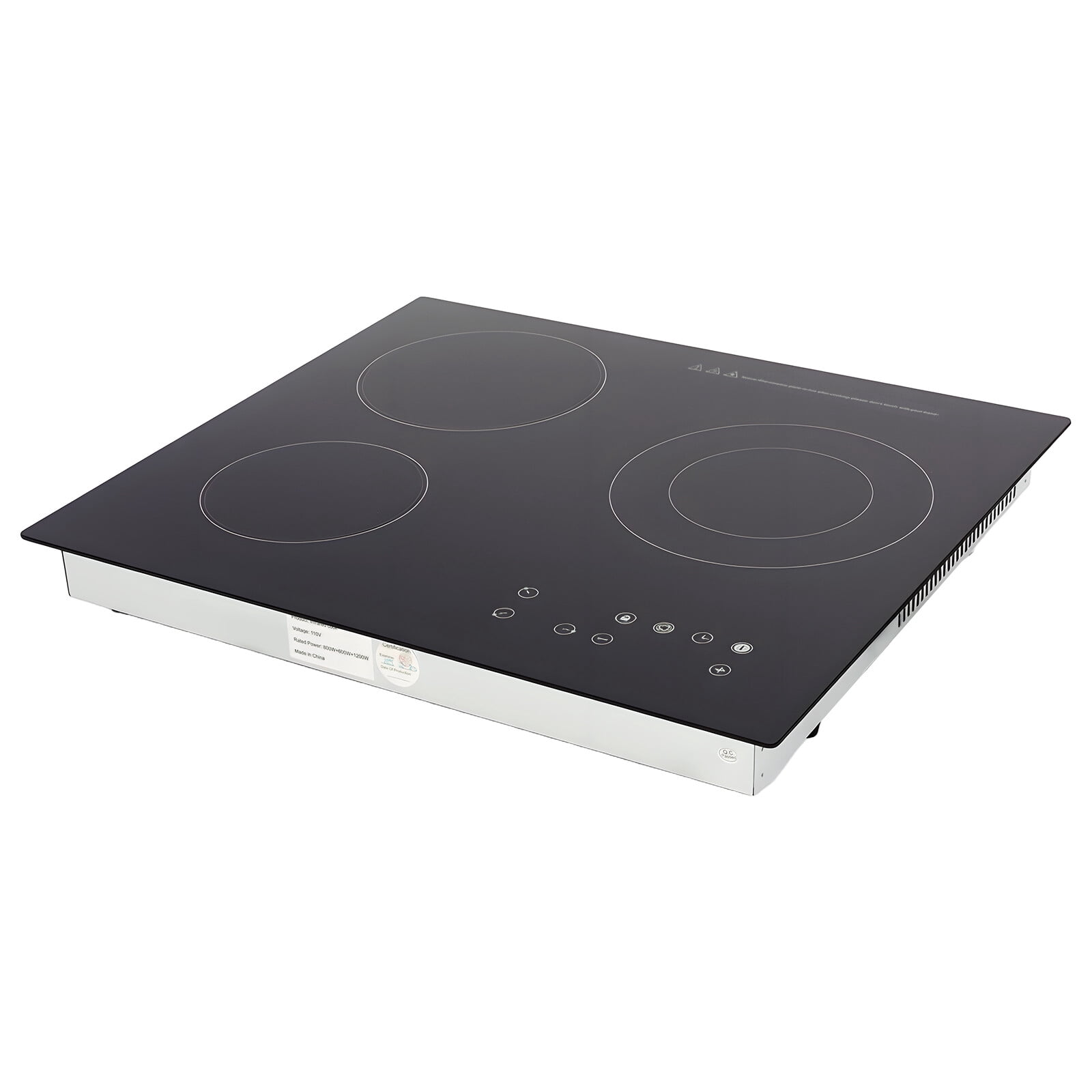 ToppiJoy 2600W Electric Cooktop, Electric Stove Top with LED Display, 110V Intelligent Control Built-in Cooktop for Kitchens (3 Burners)