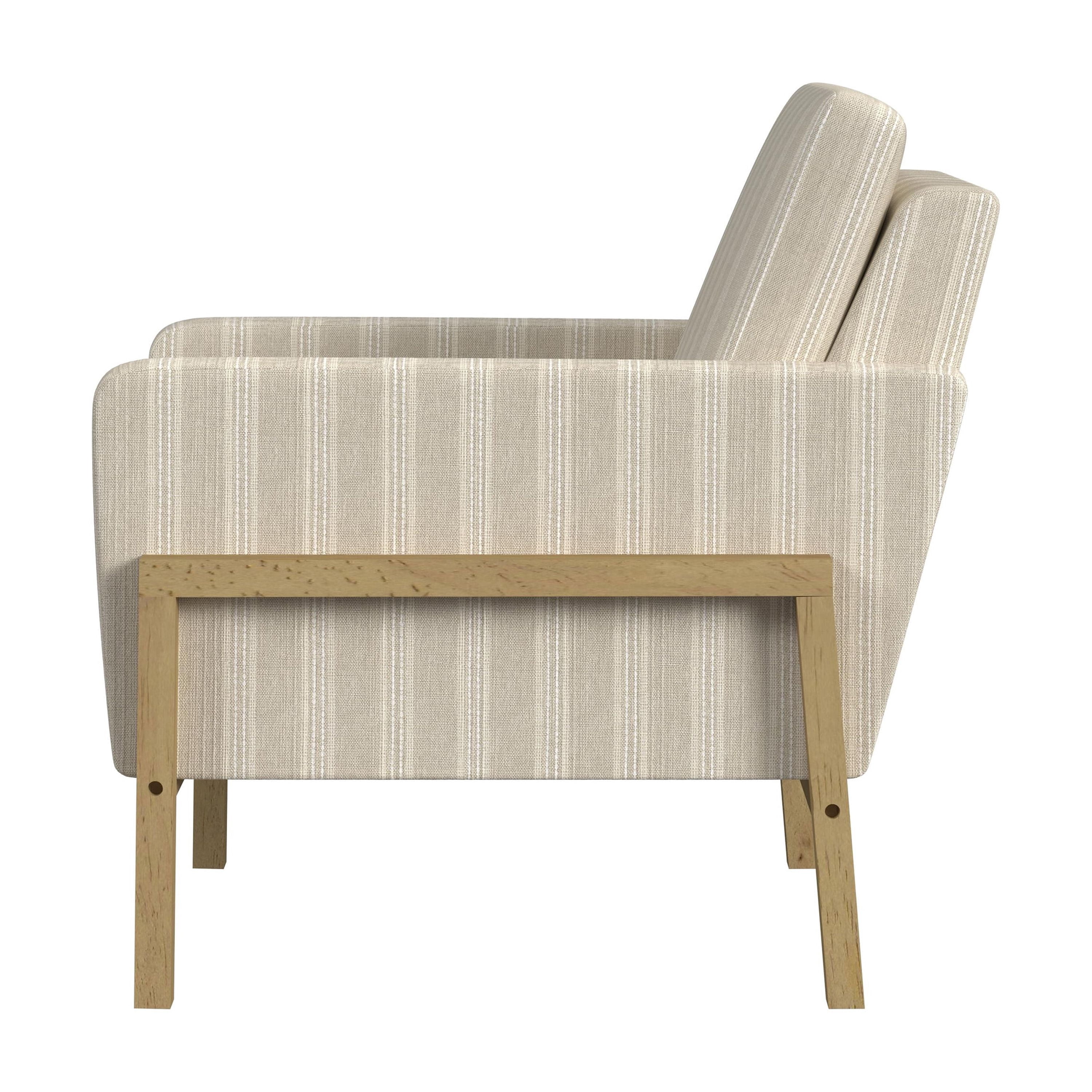 Modern Exposed Wood Accent Chair, Tan Stripe