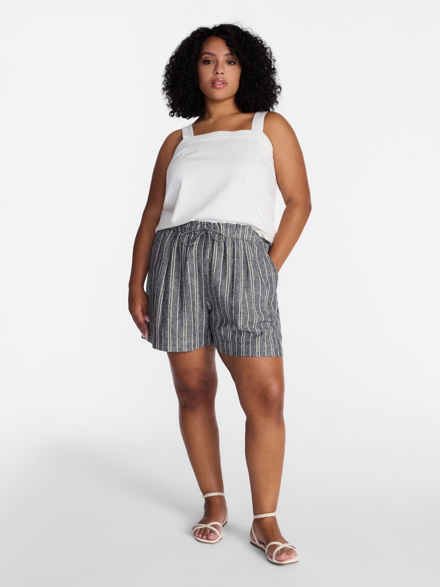 Time and Tru Women's Linen Blend Shorts, Sizes XS-XXXL