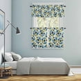 thumbnail image 6 of Bees Kitchen Curtains Valances and Tiers Set of 3 Yellow Blue Leaves Bee Green Texture Tier Curtains and Valance with Rod Pocket for Small Windows, 27.5"x24", 6 of 9