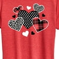 thumbnail image 3 of Instant Message - Mixed Patterned Hearts - Women's Short Sleeve Graphic T-Shirt, 3 of 6