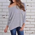thumbnail image 2 of JUUYY Women’s Off Shoulder Knitted Sweater Oversized Crew Neck Long Sleeve Loose Lightweight Pullover Tops Gray XL, 2 of 4