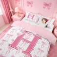 thumbnail image 3 of meiyoeat Pink Cute Bow Duvet Cover Set For Girls,Dreamy Bowknot Monogram Print H Bedding Full For Kids,pink Reversible,3pcs(No Comforter), 3 of 6