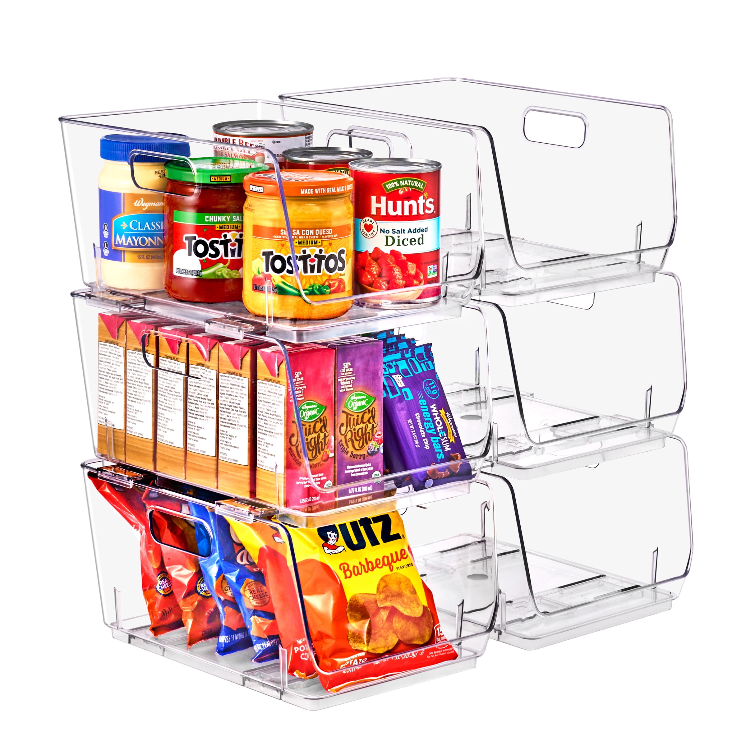 Sorbus Clear Stackable Storage Bins, Medium Open-Front Acrylic Pantry Organizers, 6 Pack
