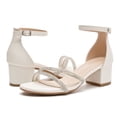 thumbnail image 7 of Women's Open Toe Ankle Strap Low Block Chunky Heels Sandals White Size 8.5, 7 of 7