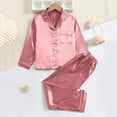thumbnail image 2 of TENSUNNYD Girls Satin Pajamas Set 2Pj Silk Nightwear Button Down Sleepwear For Teen Kid Baby Girl Sleepwear Nightwear Clothes Big Girls 9Y, 2 of 7