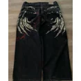 thumbnail image 2 of Ropa de calle Y2K Jeans Harajuku Hip Hop Retro patrón de ala bordado estampado pantalones vaqueros holgados gótico pantalones anchos de cintura alta, 2 of 5
