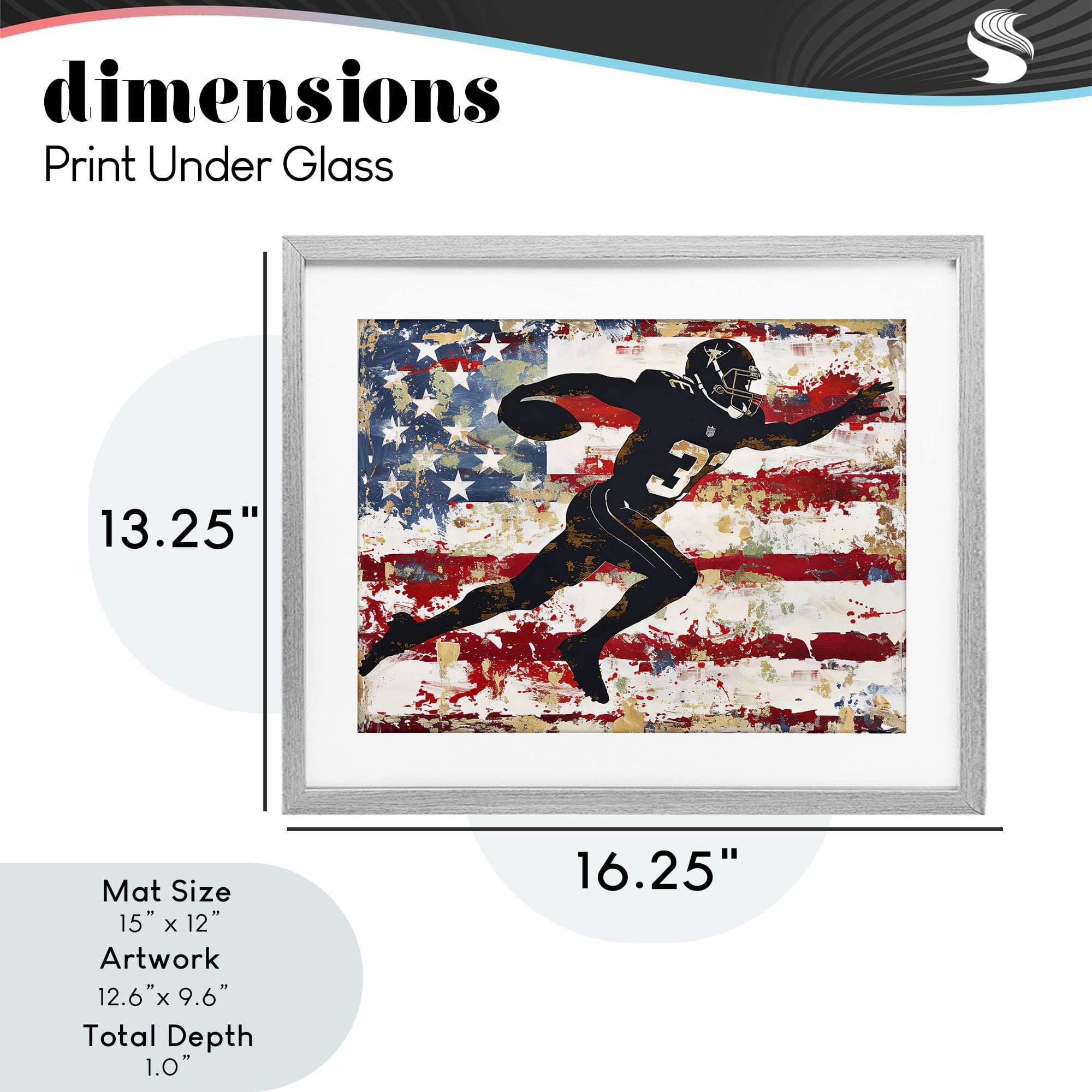 Stupell Industries Gridiron Glory Player Gray Framed Print Under Glass, design by Ray Powers