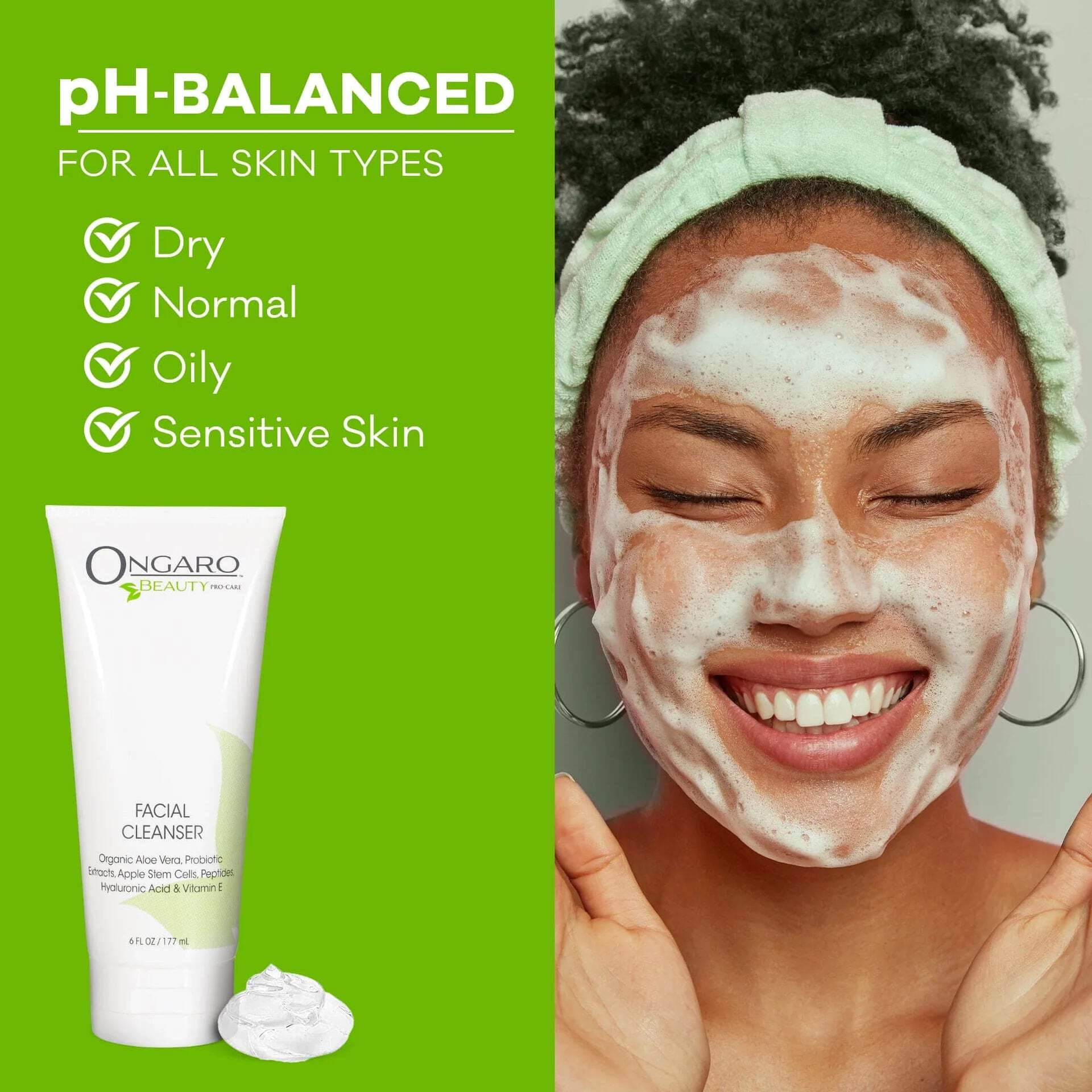 Ongaro Beauty Facial Cleanser, Hydrating Face Wash for Sensitive, Dry, Oily Skin
