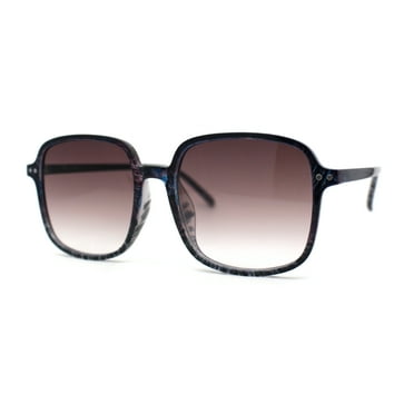 Womens Classy Thin Plastic Large Rectangle Simple Fashion Sunglasses Purple Blue - Burgundy