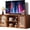 Tea Brown, variant on LEYAOYAO Boho Rattan TV Stand, Tea Brown Media Console with Open Shelf & Storage, Fits 50-65 Inch TV, Rustic Entertainment Center