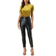 thumbnail image 2 of INSPIRE CHIC Women's Party Velvet Shirt Crew Neck Short Sleeve Casual T-Shirt M Yellow, 2 of 6
