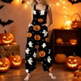 thumbnail image 5 of Women's Halloween Costume Jumpsuit Loose Fit Wide Leg Romper Overalls with Pockets, Happy Halloween Fall Harvest Festival Party Outfit 3XL, 5 of 5