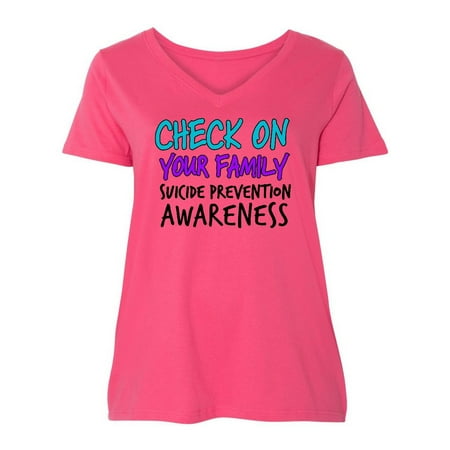Check on Your Family Suicide Prevention Awareness Ladies Curvy V-Neck (Best Way To Crack Your Neck)