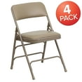 thumbnail image 3 of BizChair 4 Pack Curved Triple Braced & Double Hinged Beige Vinyl Metal Folding Chair, 3 of 14