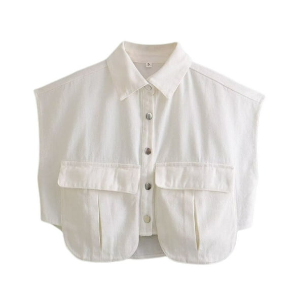 SWSMCLT Women's Crop Vest Dnim Shirt Soft Winter Sleeveless Top Tank Top Jean Vest Fall Button Cute Slimming Spring Loose Pocket White Large