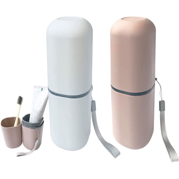 2 PCS Travel Toothbrush Holder Portable Toothbrush Travel Case Toothbrush Travel Container Toothpaste Storage Toothbrush Case and Carrier for Travel School Bussiness Trip Bathroom, White