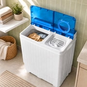 Costway 26lbs Portable Semi-automatic Washing Machine W/Built-in Drain Pump Blue