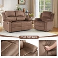 thumbnail image 3 of Bonzy Home Manual Reclining Couch Set — Recliner & Loveseat, Sofa Set for Living Room & Office, Brown, 3 of 7