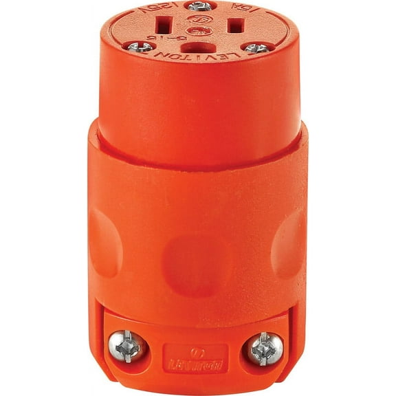 Leviton 515CV-OR Electrical Connector, 2 -Pole, 15 A, 125 VAC, NEMA: NEMA 5-15R, Orange