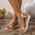 thumbnail image 4 of Viluyesy Womens Wedge Sandals, Peep Toe Thick Sole Ankle Strap Rhinestone Comfort Fashion Dress Shoes Yellow US7.5, 4 of 9