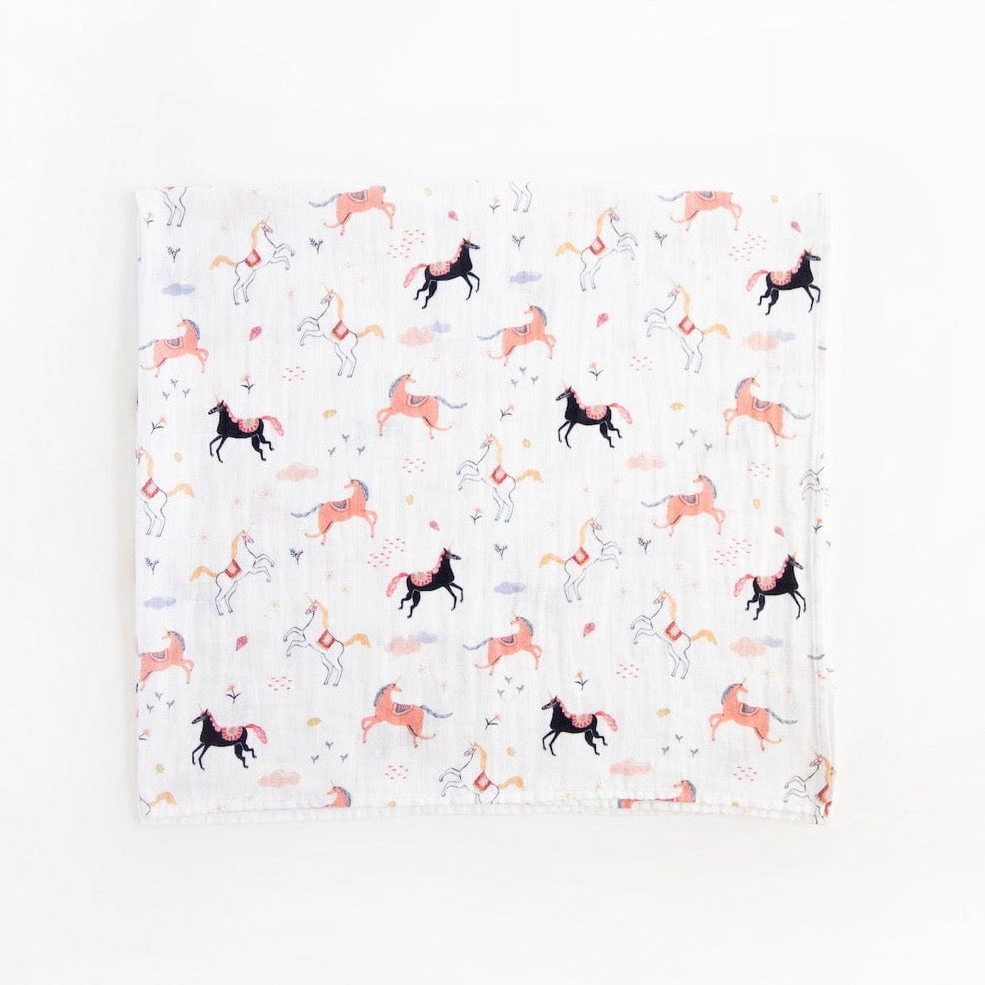 Red Rovr 100% Organic Cotton Muslin Swaddle Infant Blanket 2 Pk, Unisex, Little Unicorns