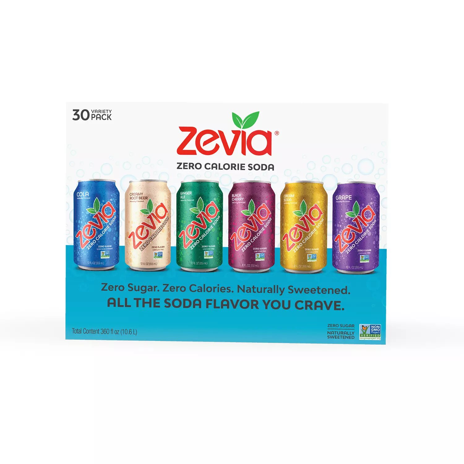 30 Pack Zevia Zero Calorie Soda Variety Pack (12 fl. oz)